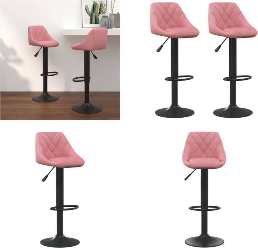 VidaXL Barkrukken 2 st fluweel roze Barkruk Barkrukken Barkrukje Barkrukjes - Foto 3