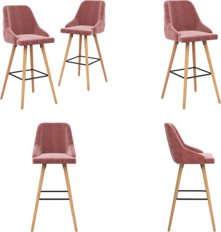 VidaXL Barkrukken 2 st fluweel roze Barstoel Barstoelen Stoel Stoelen