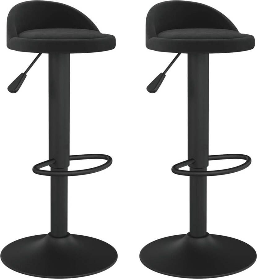 VIDAXL Barkrukken 2 st fluweel zwart - Foto 3