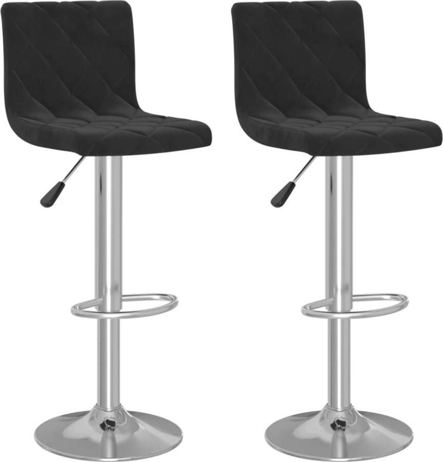 VidaXL Barkrukken Fluweel 2 stuks Zwart Barstoel Barkruk Eetkamerstoel Lounge Stoel Zwarte Stoel Velvet Stoel Gasveren Mechanisme Draaibare Stoel Hoge Stoel Design Stoel Moderne Stoel - Foto 2