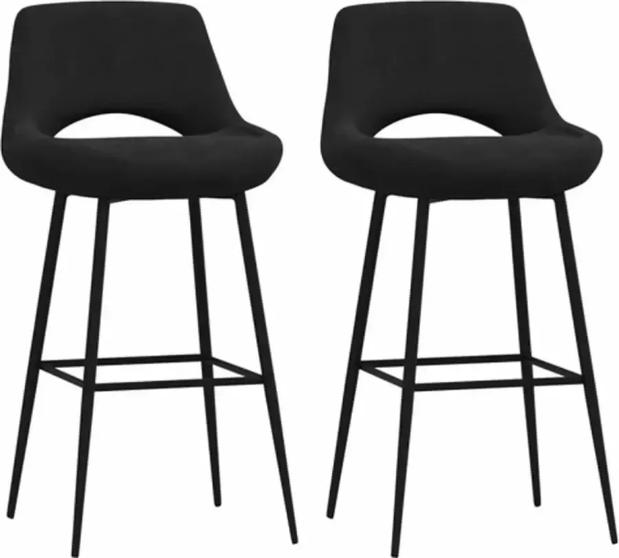 VidaXL Barkrukken 2 st fluweel zwart