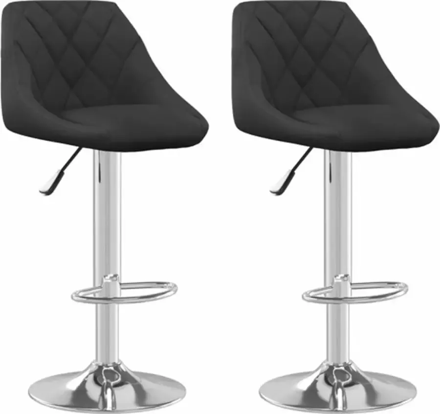 VidaXL -Barkrukken-2-st-fluweel-zwart - Foto 3