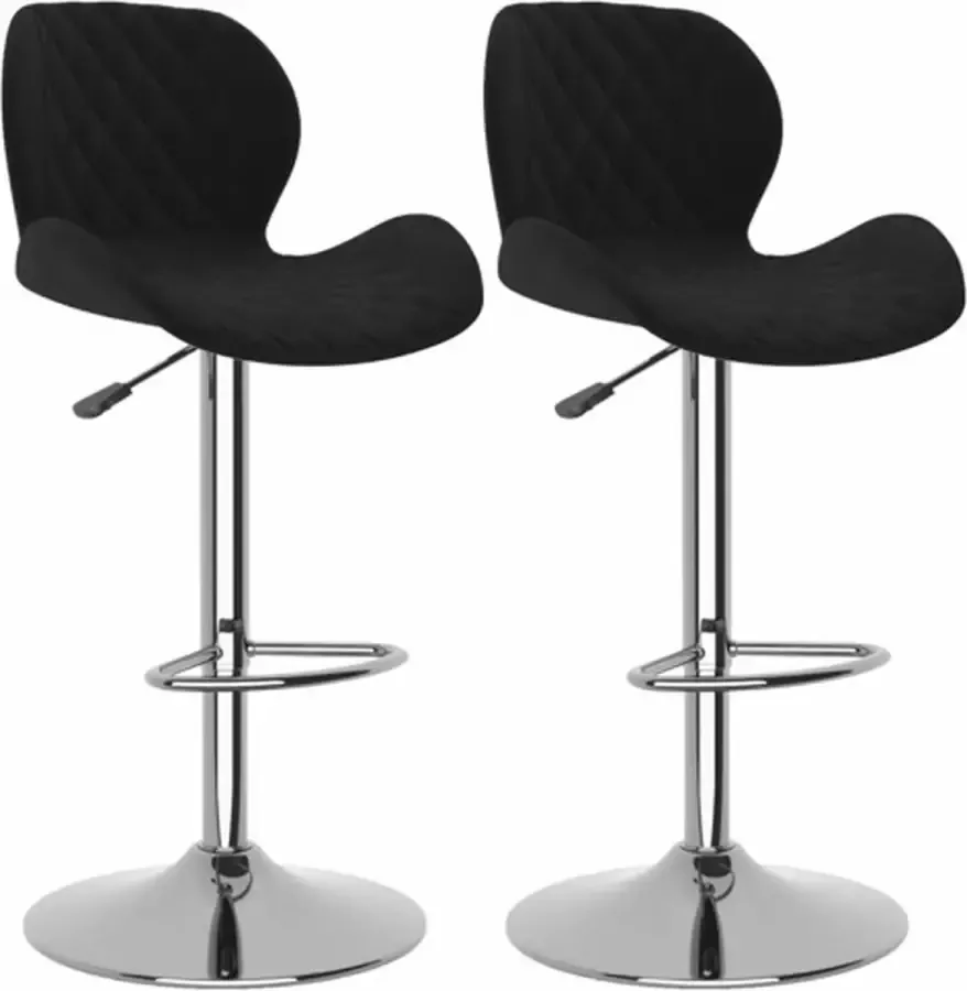 VidaXL -Barkrukken-2-st-fluweel-zwart - Foto 3