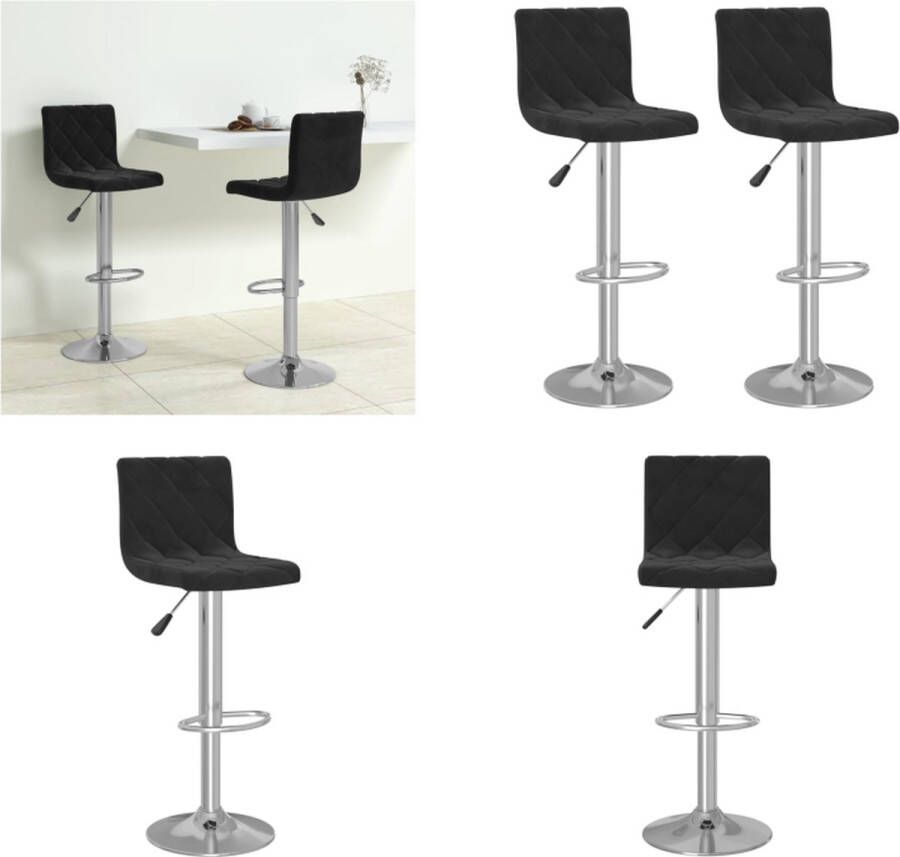 VidaXL Barkrukken 2 st fluweel zwart Barkruk Barkrukken Barkrukje Barkrukjes