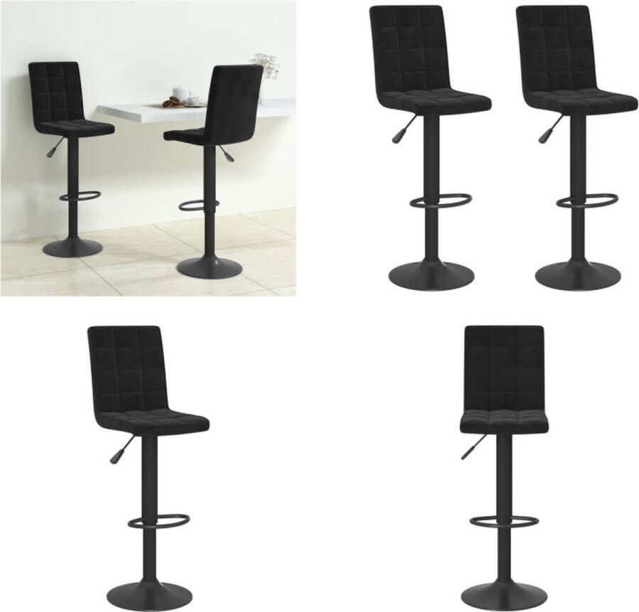 VidaXL Barkrukken 2 st fluweel zwart Barkruk Barkrukken Barkrukje Barkrukjes