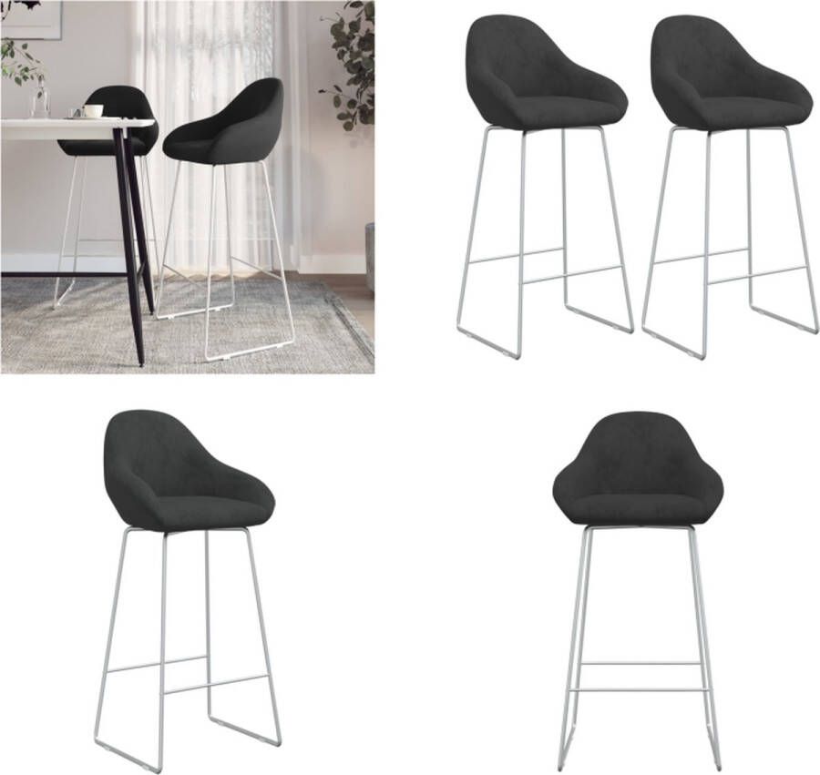 VidaXL Barkrukken 2 st fluweel zwart Barkruk Barkrukken Kruk Zitkruk