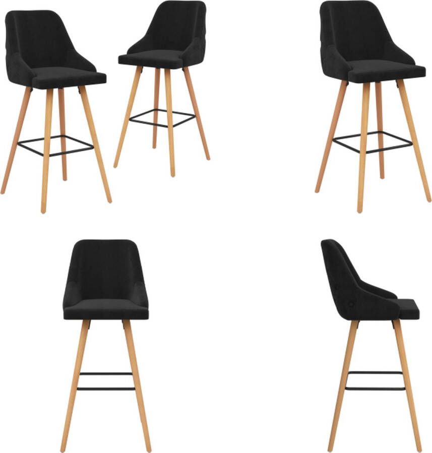 VidaXL Barkrukken 2 st fluweel zwart Barstoel Barstoelen Stoel Stoelen