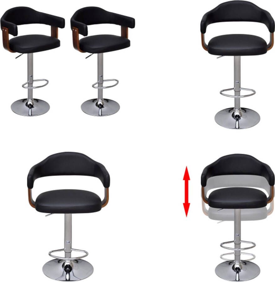 VidaXL Barkrukken 2 st gebogen hout Barkruk Barkrukken Aanrecht Stoelen Keukenstoelen - Foto 2