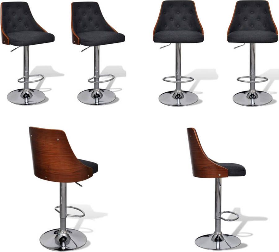 VidaXL Barkrukken 2 st gebogen hout en stof Barkruk Barkrukken Aanrecht Stoelen Keukenstoelen