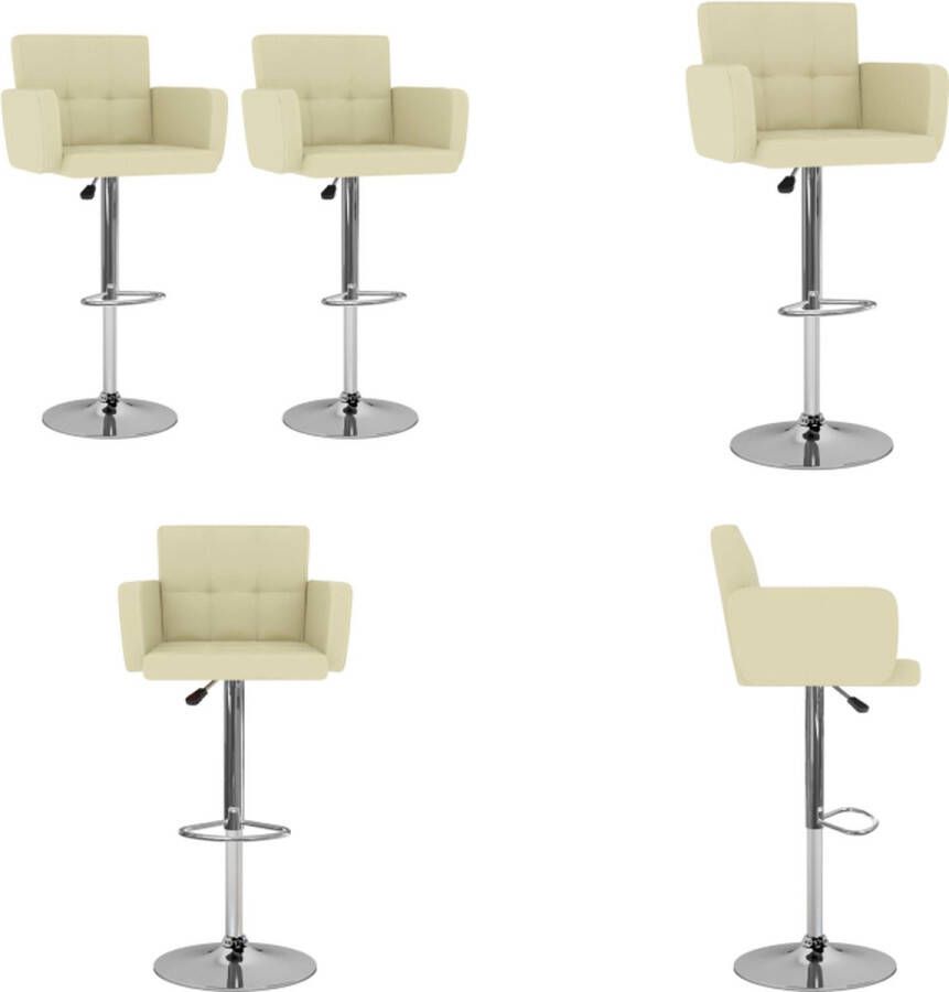 VidaXL Barkrukken 2 st kunstleer crèmekleurig Barkruk Barkrukken Bar Kruk Bar Krukken - Foto 2