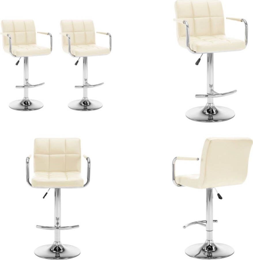 VidaXL Barkrukken 2 st kunstleer crèmekleurig Barkruk Barkrukken Bar Kruk Bar Krukken - Foto 2