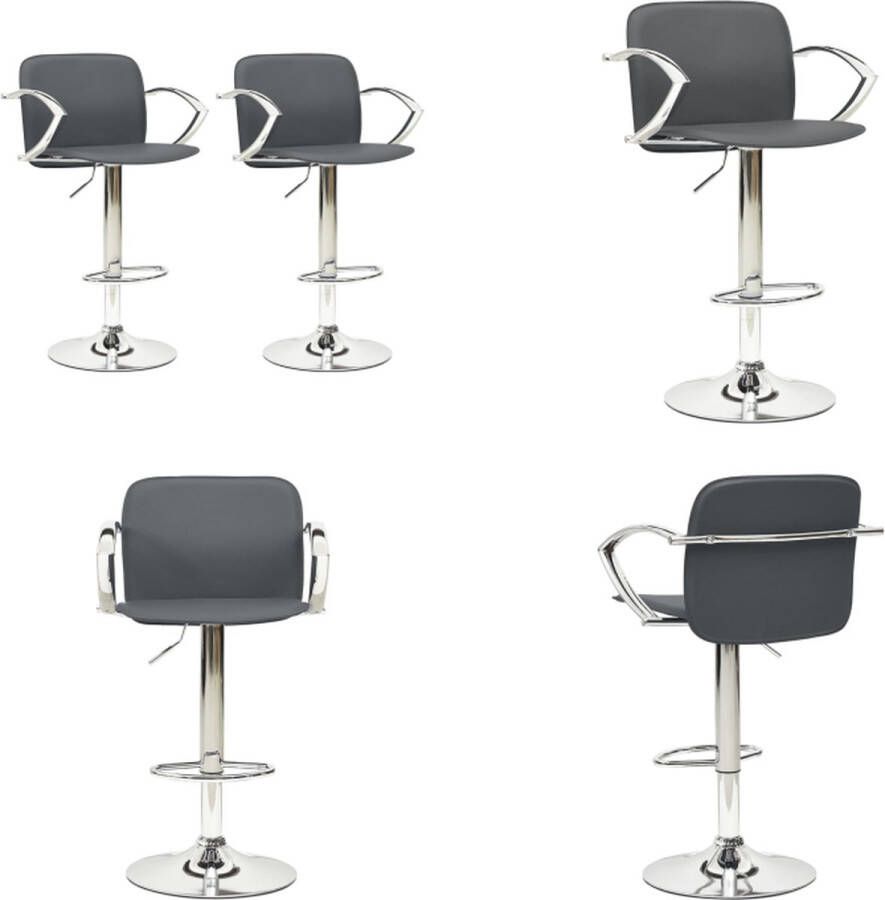 VidaXL Barkrukken 2 st kunstleer grijs Barkruk Barkrukken Bar Kruk Bar Krukken