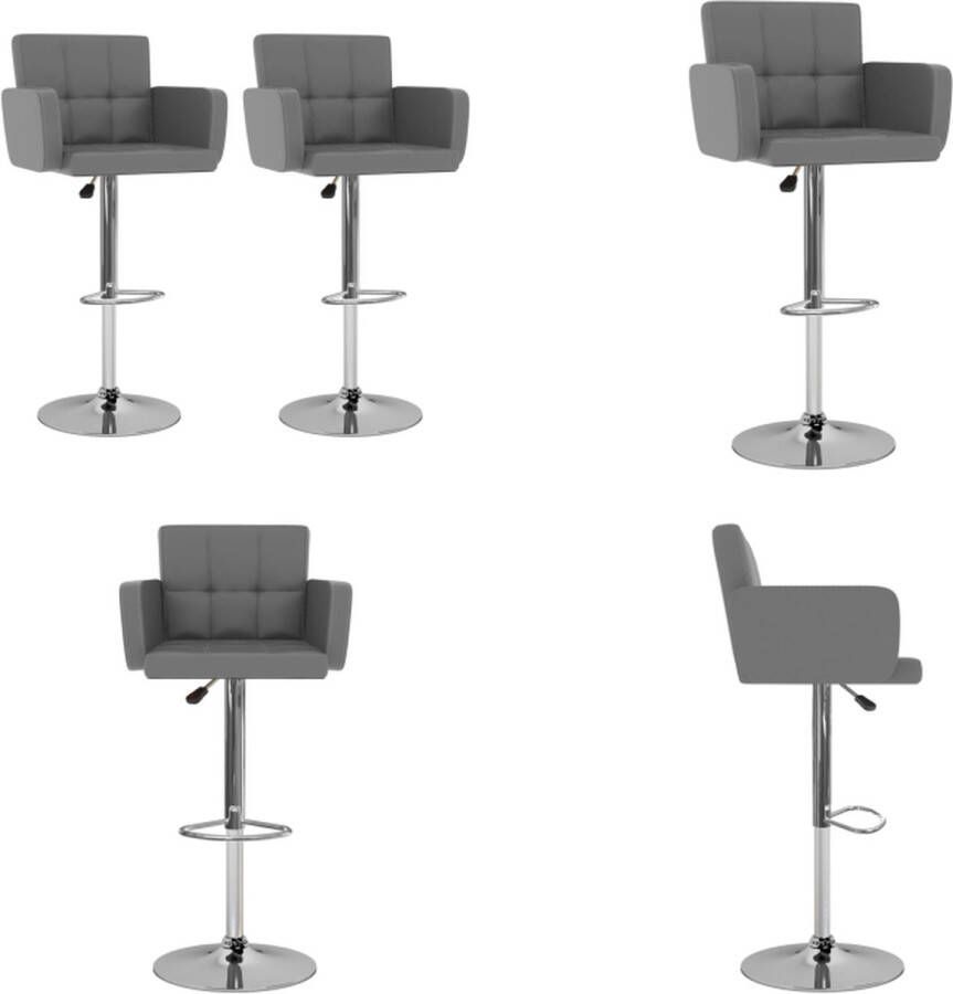 VidaXL Barkrukken 2 st kunstleer grijs Barkruk Barkrukken Bar Kruk Bar Krukken