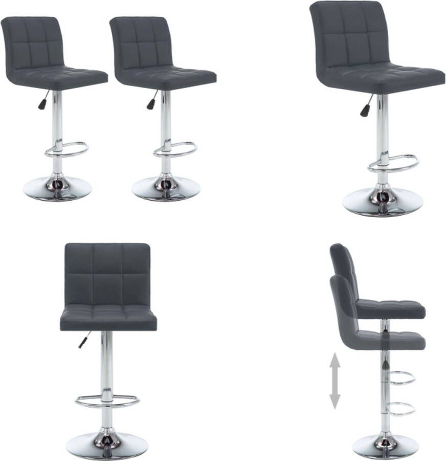 VidaXL Barkrukken 2 st kunstleer grijs Barkruk Barkrukken Bar Kruk Bar Krukken