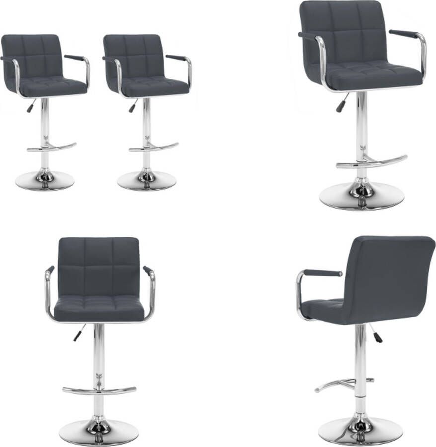 VidaXL Barkrukken 2 st kunstleer grijs Barkruk Barkrukken Bar Kruk Bar Krukken