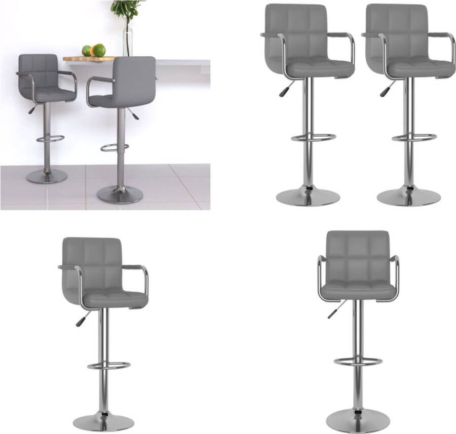 VidaXL Barkrukken 2 st kunstleer grijs Barkruk Barkrukken Barkrukje Barkrukjes