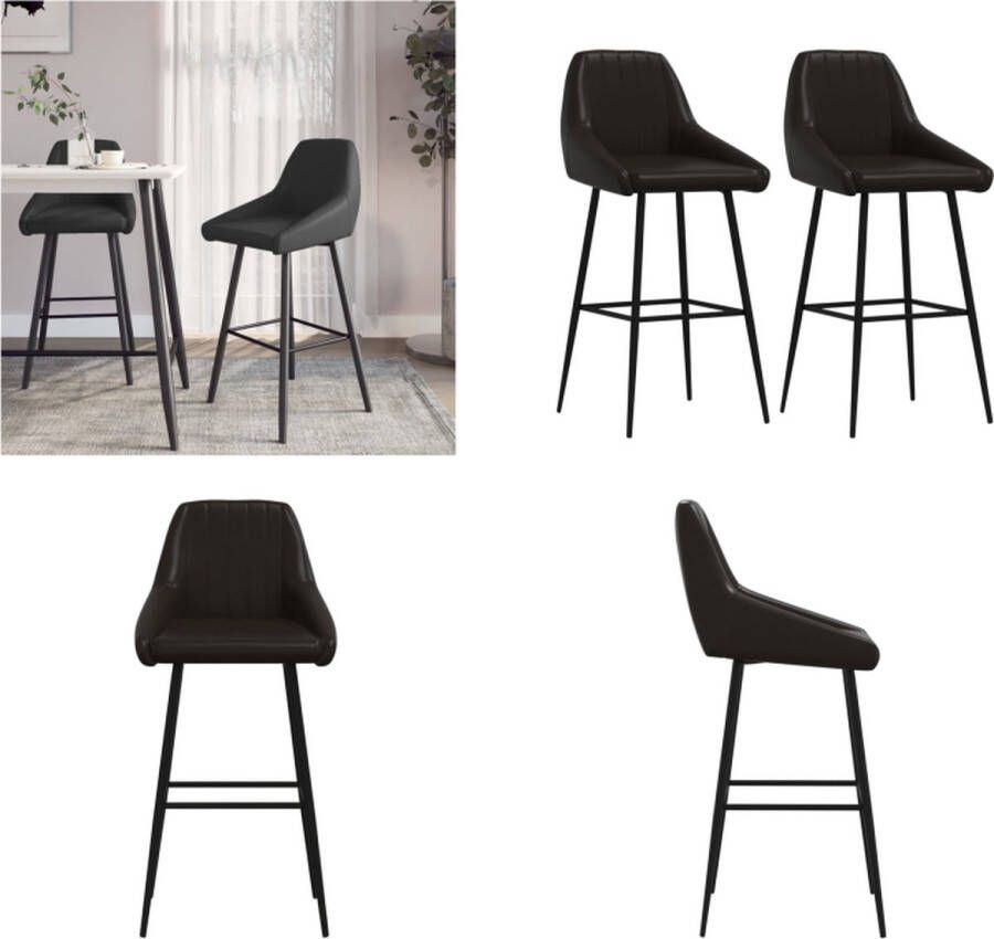 VidaXL Barkrukken 2 st kunstleer grijs Barkruk Barkrukken Kruk Zitkruk