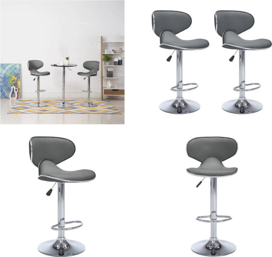 VidaXL Barkrukken 2 st kunstleer grijs Barstoel Barstoelen Barkruk Barkrukken