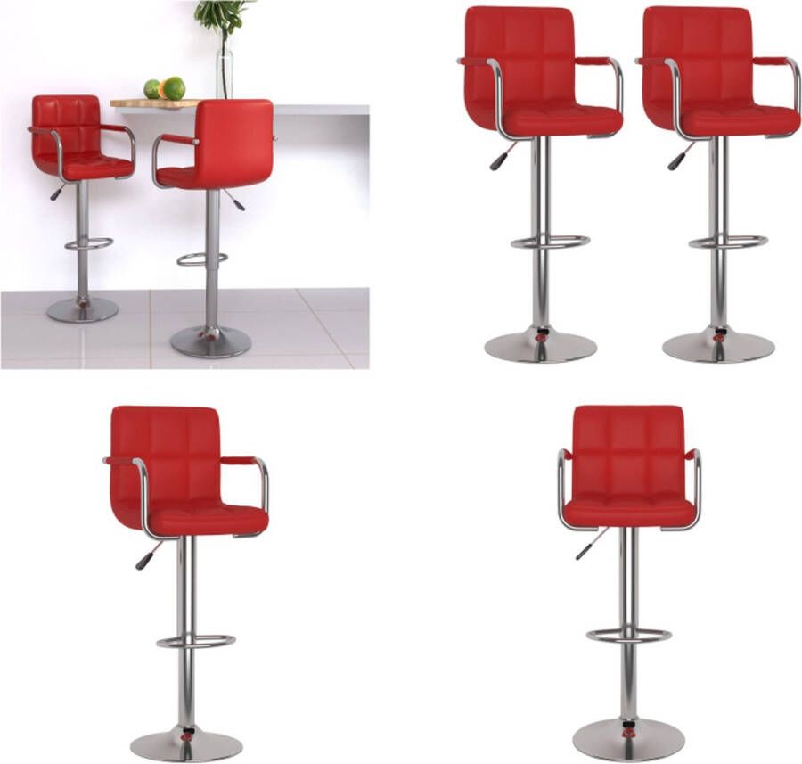 VidaXL Barkrukken 2 st kunstleer wijnrood Barkruk Barkrukken Barkrukje Barkrukjes