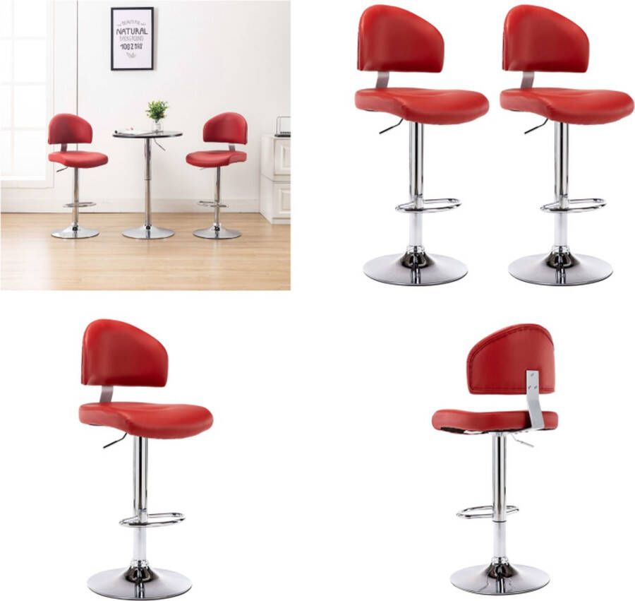 VidaXL Barkrukken 2 st kunstleer wijnrood Barkruk Barkrukken Kruk Krukken