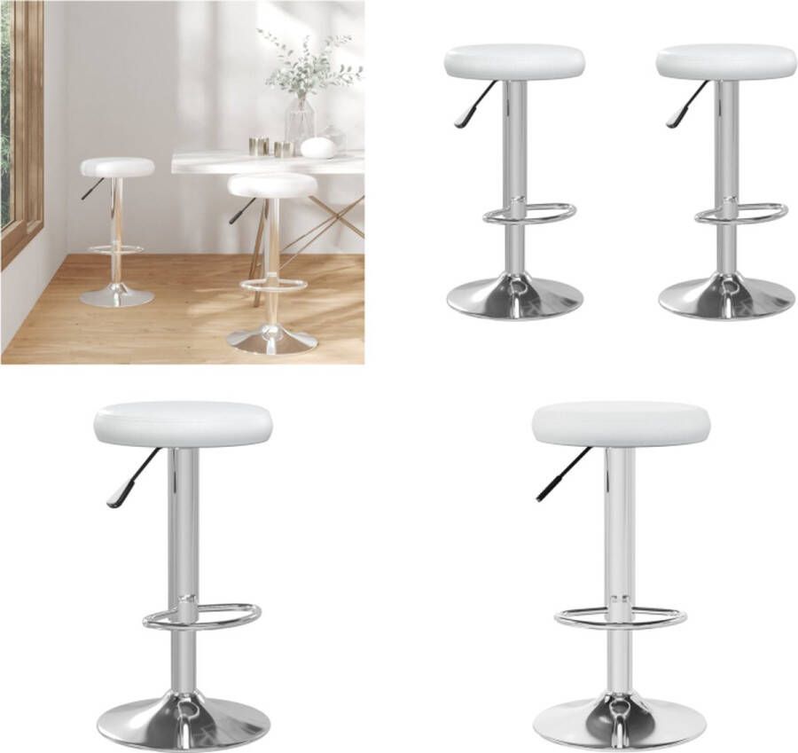VidaXL Barstoelen 2 st kunstleer wit Barkruk Barkrukken Kruk Krukken