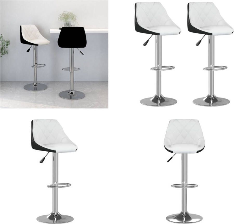 VidaXL Barkrukken 2 st kunstleer wit en zwart Barkruk Barkrukken Barkrukje Barkrukjes