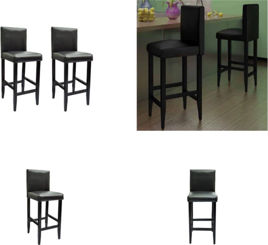 VidaXL Barkrukken 2 st kunstleer zwart Barkruk Barkrukken Barstoel Barstoelen
