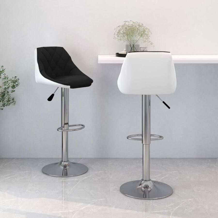 VidaXL -Barkrukken-2-st-kunstleer-zwart-en-wit
