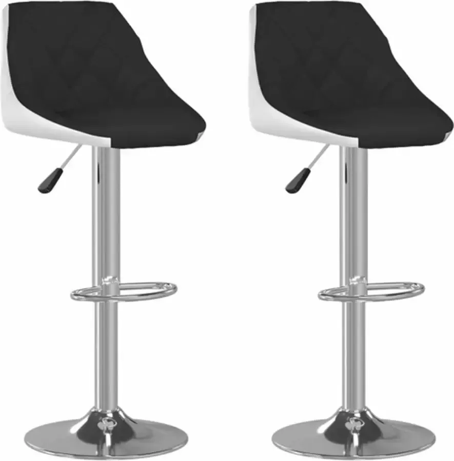 VidaXL -Barkrukken-2-st-kunstleer-zwart-en-wit - Foto 3