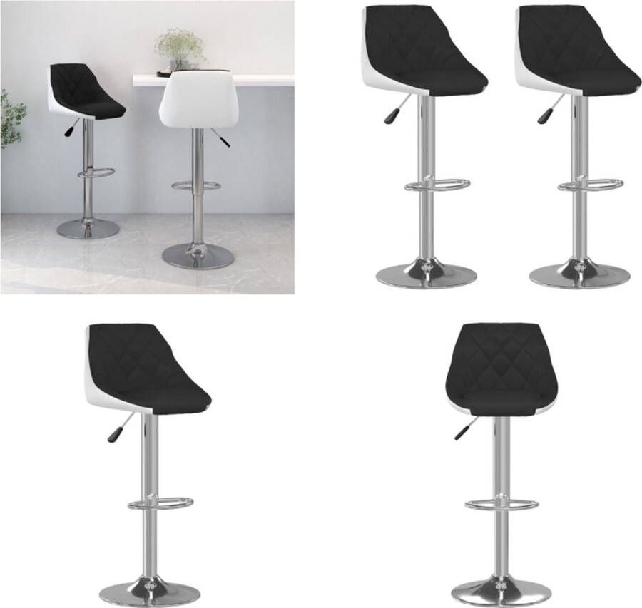 VidaXL Barkrukken 2 st kunstleer zwart en wit Barkruk Barkrukken Barkrukje Barkrukjes