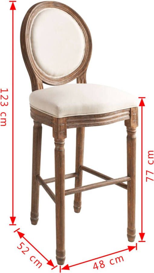 Vida XL vidaXL Barkrukken 2 st linnen wit-VXL-245351 - Foto 5