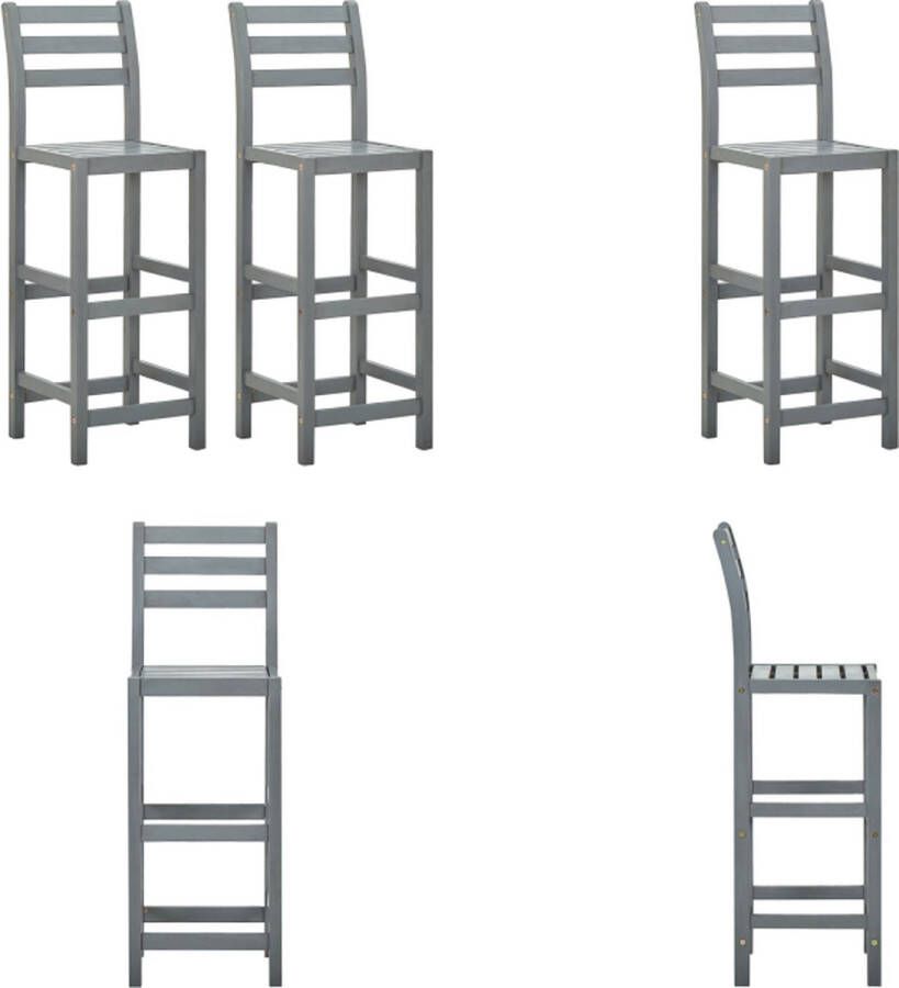 VidaXL Barkrukken 2 st massief acaciahout grijs Barkruk Barkrukken Houten Barkruk Houten Barkrukken