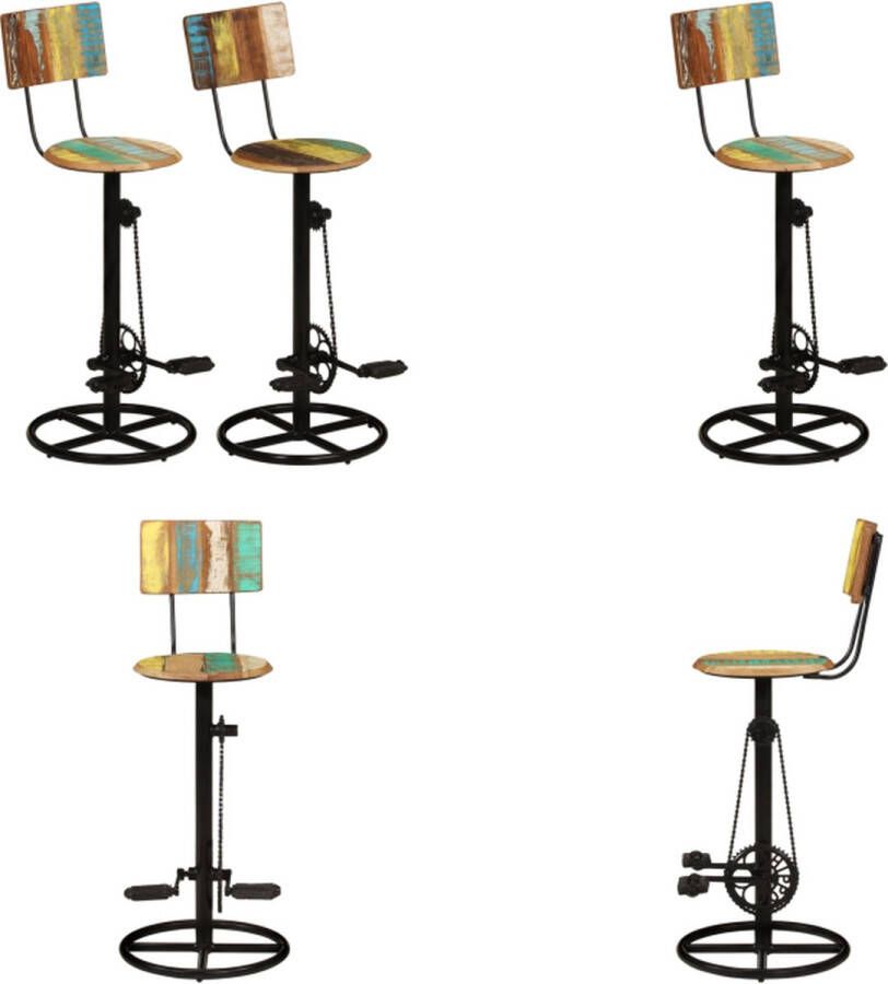 VidaXL Barkrukken 2 st massief gerecycled hout Barkruk Barkrukken Barstoel Keuken Barkruk