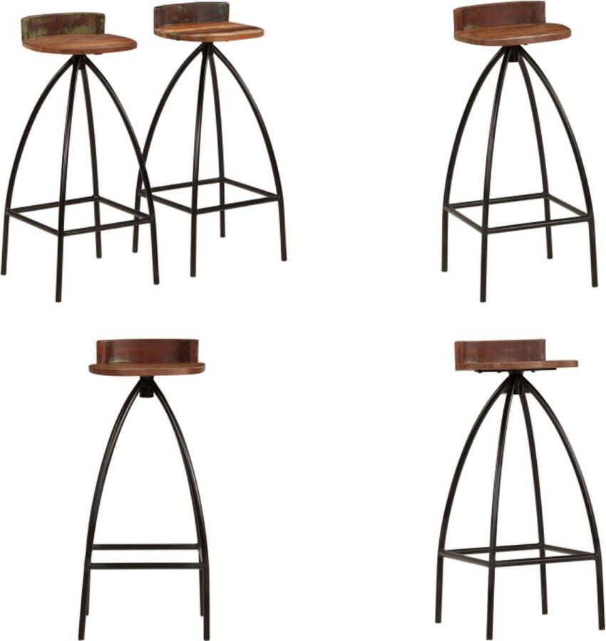 VidaXL Barkrukken 2 st massief gerecycled hout Barstoel Barstoelen Barkruk Barkrukken - Foto 2