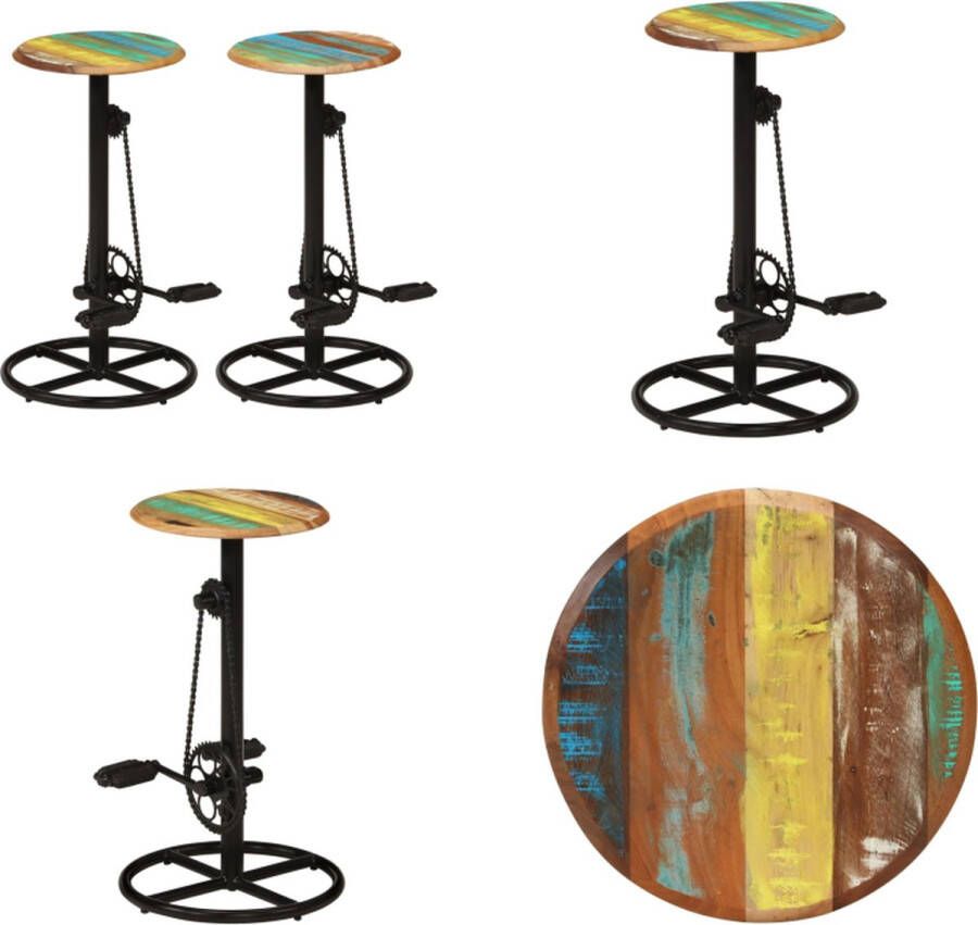 VidaXL Barkrukken 2 st massief gerecycled hout Barstoel Barstoelen Barkruk Barkrukken - Foto 2