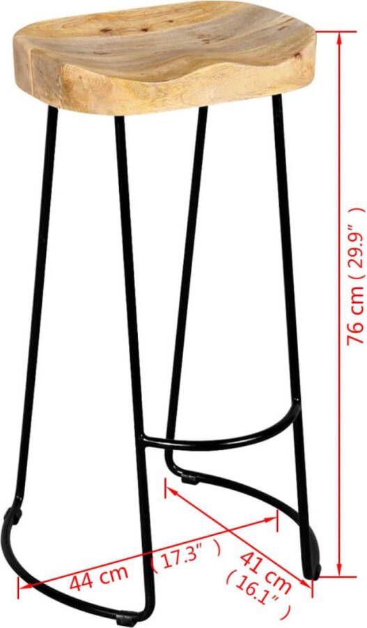 VidaXL -Barkrukken-2-st-massief-mangohout - Foto 2