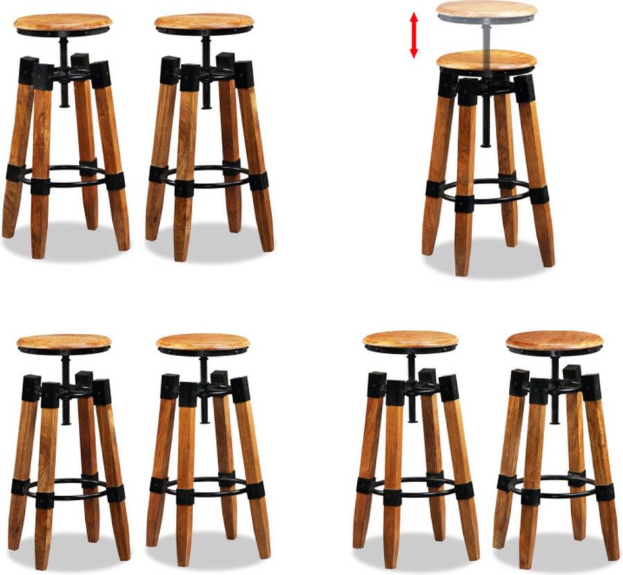 VidaXL Barkrukken 2 st massief mangohout Barkruk Barkrukken Barstoel