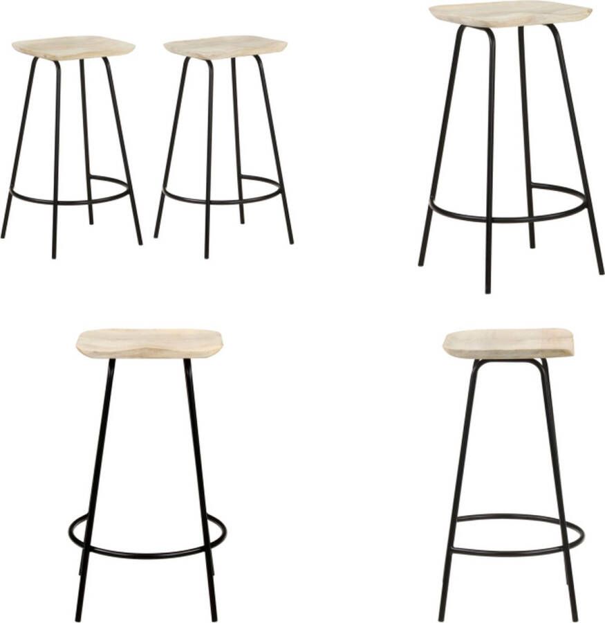 VidaXL Barkrukken 2 st massief mangohout Barkruk Barkrukken Kruk Krukken