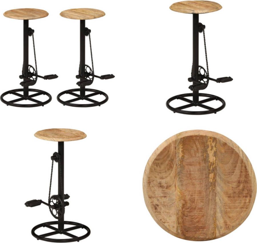 VidaXL Barkrukken 2 st massief mangohout Barstoel Barstoelen Barkruk Barkrukken