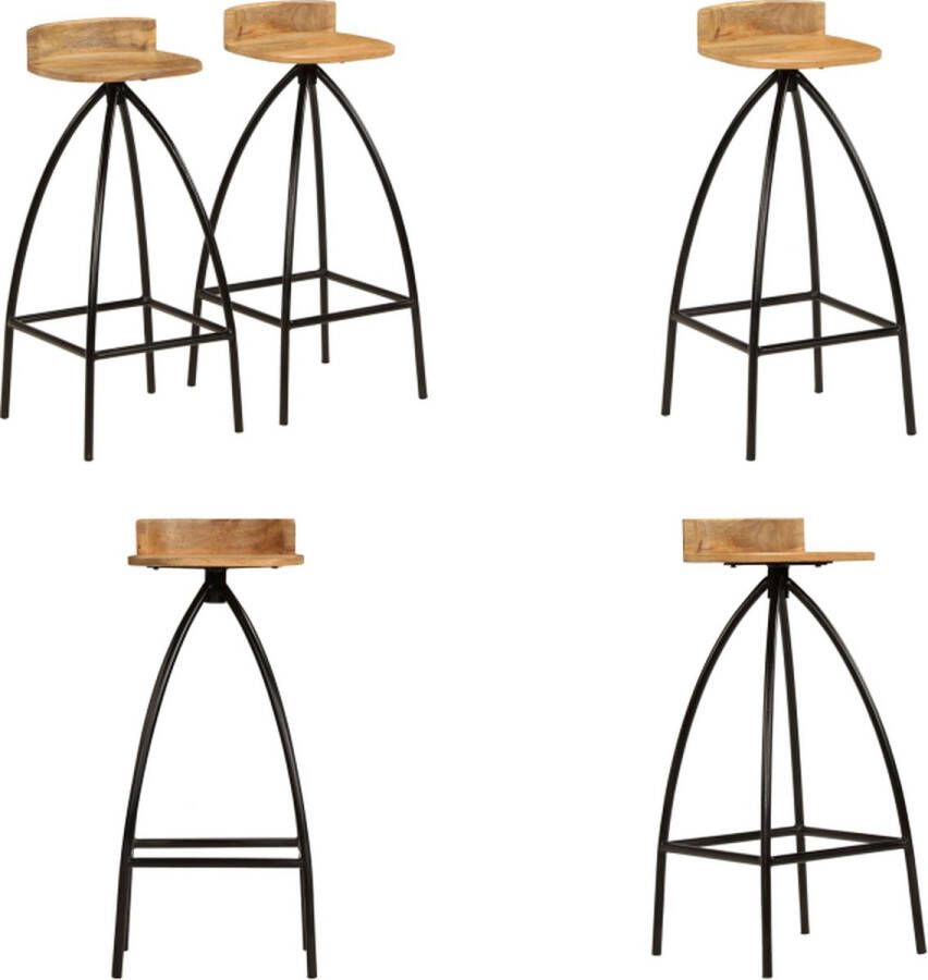 VidaXL Barkrukken 2 st massief mangohout Barstoel Barstoelen Barkruk Barkrukken