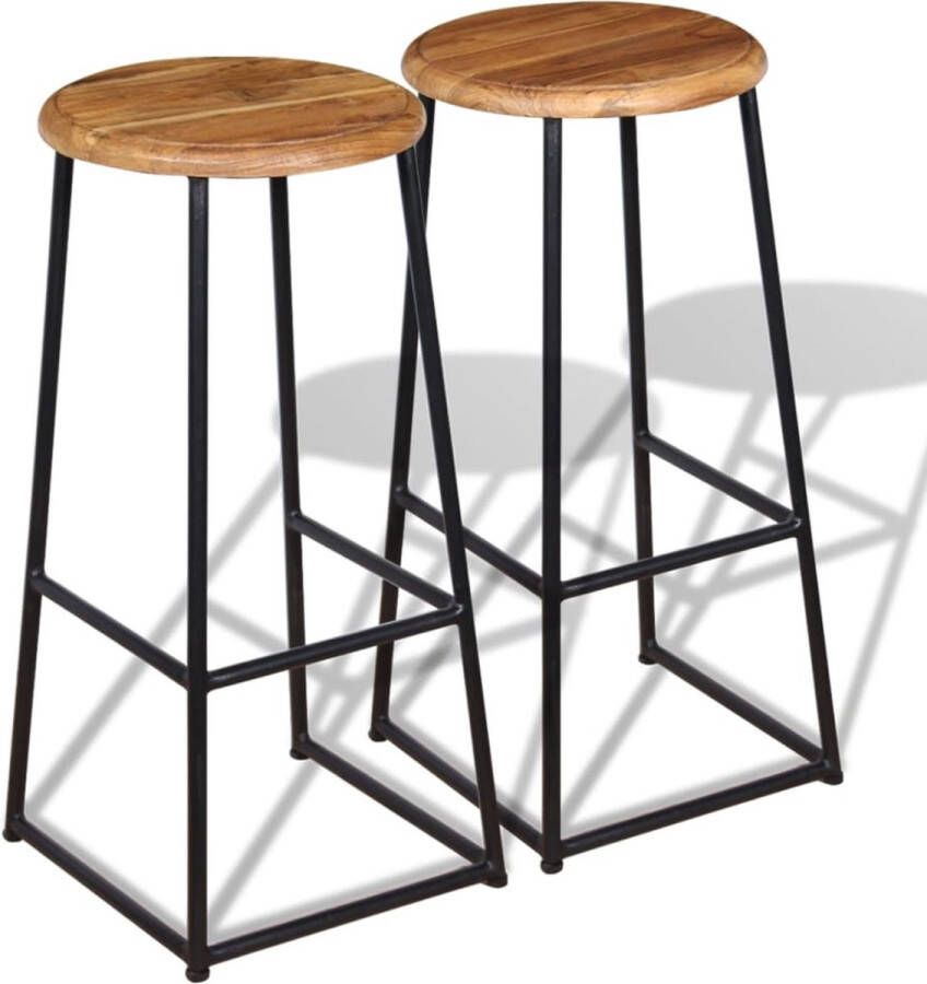 VidaXL -Barkrukken-2-st-massief-teakhout - Foto 1