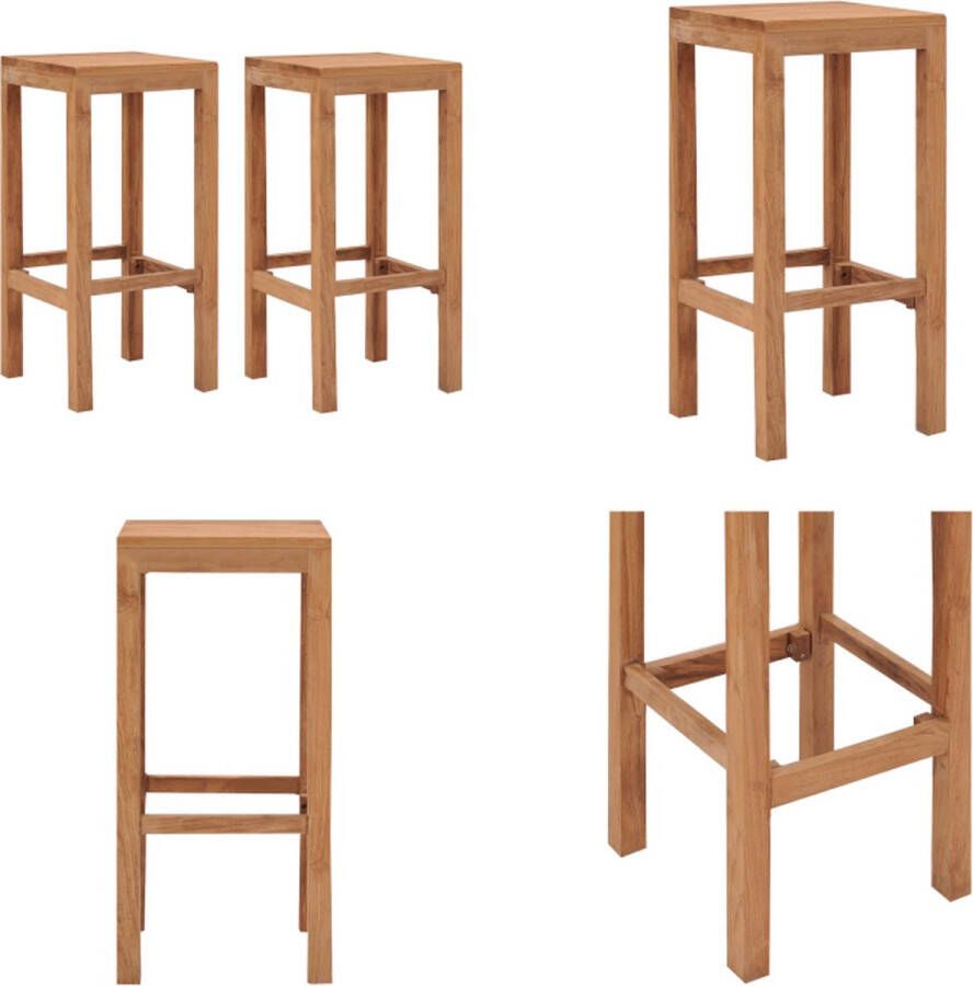 VidaXL Barkrukken 2 st massief teakhout Barkruk Barkrukken Stoel Barstoel