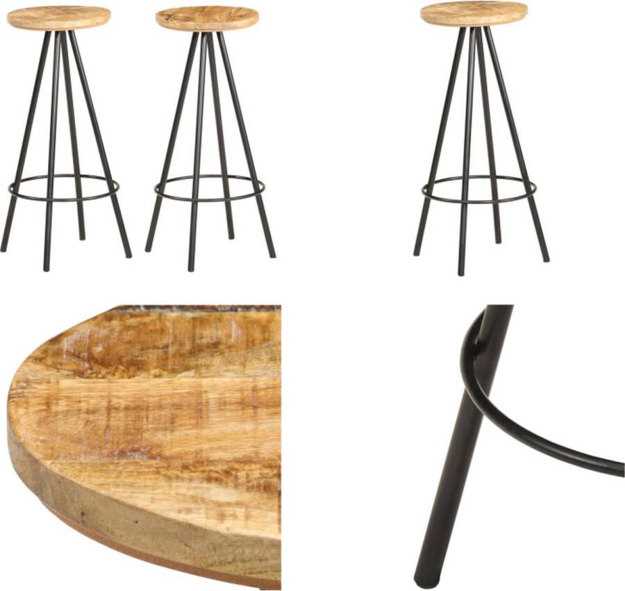 VidaXL Barkrukken 2 st ruw mangohout Barkruk Barkrukken Kruk Krukken