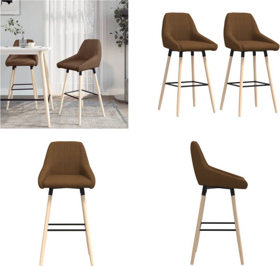 VidaXL Barkrukken 2 st stof bruin Barkruk Barkrukken Kruk Zitkruk