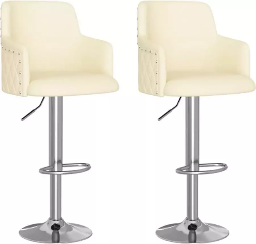 VidaXL Barkrukken 2 st stof crèmekleurig - Foto 2