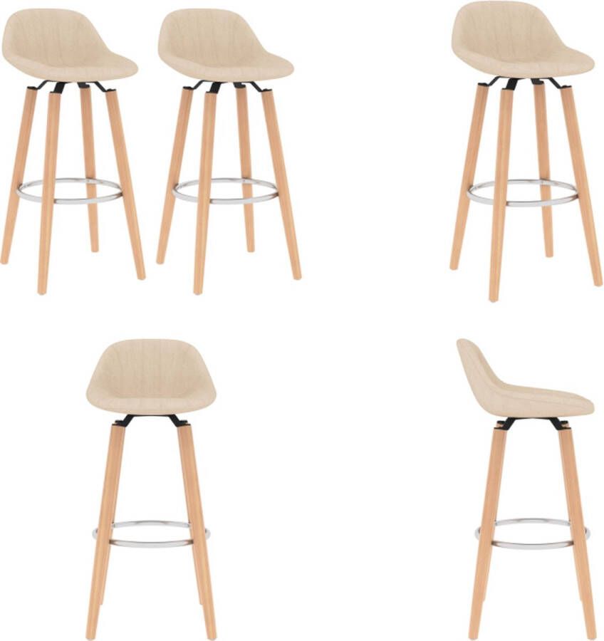 VidaXL Barkrukken 2 st stof crèmekleurig Barstoel Barstoelen Barkruk Barkrukken