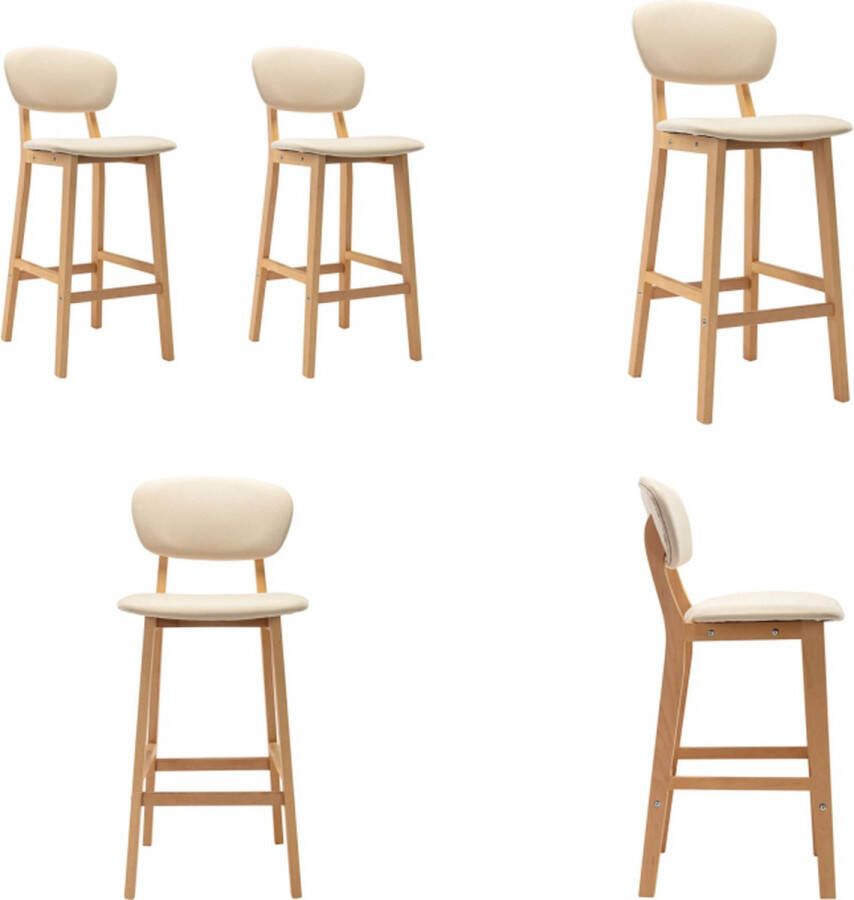 VidaXL Barkrukken 2 st stof crèmekleurig Barstoel Barstoelen Stoel Stoelen