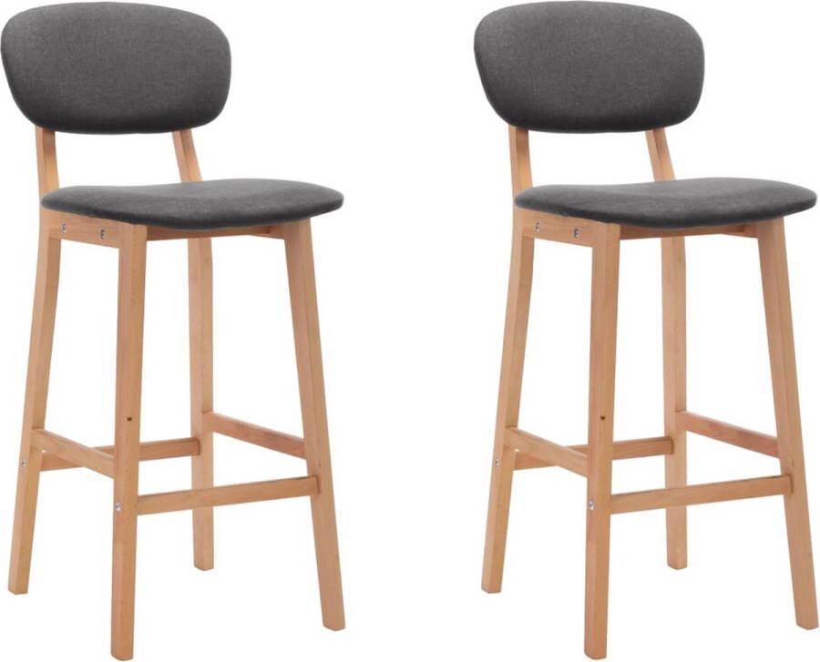 VidaXL Barkrukken 2 st stof donkergrijs Barstühlen Bar Stools Donkere Meubels Grijze Stoelen Houten Stoelen Eetkamerstoelen Kookeilandstoelen Lounge Stoelen - Foto 2