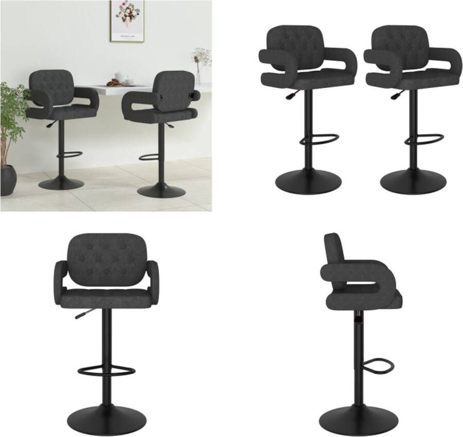 VidaXL Barkrukken 2 st stof donkergrijs Barkruk Barkrukken Barkrukje Barkrukjes - Foto 2