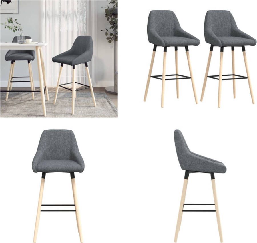 VidaXL Barkrukken 2 st stof donkergrijs Barkruk Barkrukken Kruk Zitkruk